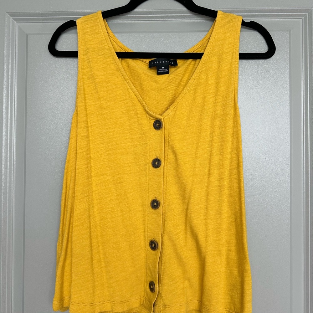 Sanctuary Mustard Button-Front Tank Top
